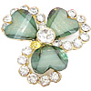 Zinc Alloy Shoes Ornament, Flower, with rhinestone, green 
