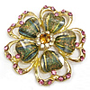 Zinc Alloy Shoes Ornament, with Resin, Flower, gold color plated, with rhinestone & colorful powder 