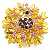 Rhinestone Zinc Alloy Ornaments, with Crystal, Peacock, gold color plated, flat back & faceted & with rhinestone 