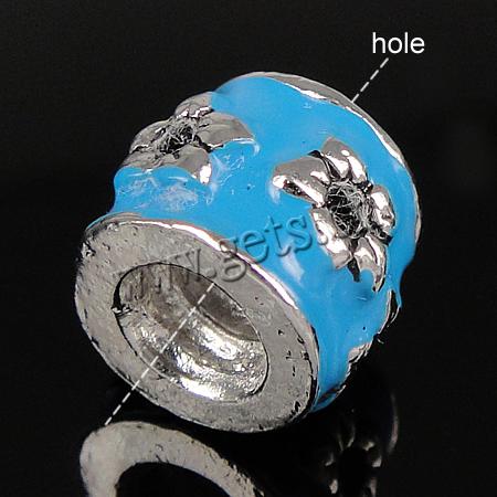 Enamel Zinc Alloy European Beads, Tube, plated, Customized & without troll & large hole, more colors for choice, nickel, lead & cadmium free, 8x10mm, Hole:Approx 4.2-4.5mm, Sold By PC