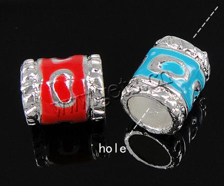 Enamel Zinc Alloy European Beads, Tube, plated, Customized & without troll & large hole, more colors for choice, nickel, lead & cadmium free, 8x7mm, Hole:Approx 5mm, Sold By PC