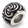 Stainless Steel European Beads, 316 Stainless Steel, Drum, with flower pattern & blacken, original color Approx 6mm 