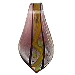 Lampwork Pendants, Leaf, handmade, gold sand & silver foil Approx 9mm 