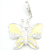 Enamel Sterling Silver Pendants, 925 Sterling Silver, Butterfly, plated, with lobster clasp & with cubic zirconia Approx 3mm 