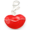 Enamel Sterling Silver Pendants, 925 Sterling Silver, Lip, with lobster clasp 