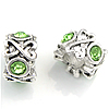 Rhinestone Zinc Alloy European Beads, Tube, plated, without troll & with rhinestone cadmium free Approx 5mm 