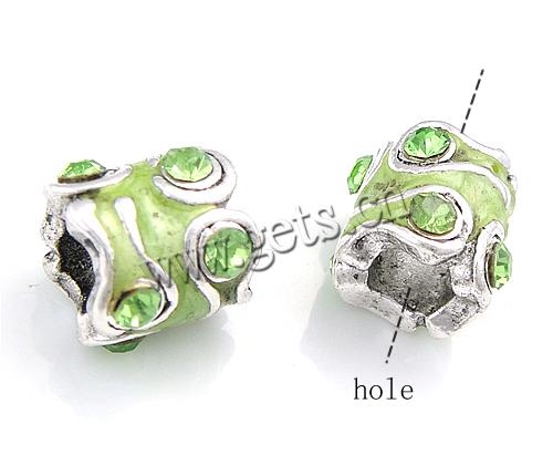 Enamel Zinc Alloy European Beads, Tube, plated, large hole, more colors for choice, cadmium free, 9x9mm, Hole:Approx 5mm, Sold By PC