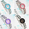 Fashion Watch Bracelet, Zinc Alloy, with Glass, platinum color plated, for woman & enamel & with rhinestone 22mm, 11mm Approx 7.4 Inch 