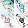 Fashion Watch Bracelet, Zinc Alloy, with Glass, platinum color plated, for woman & enamel 22mm, 14mm Approx 7.8 Inch 