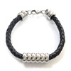 Cowhide Bracelets, with Stainless Steel, black 6mm Approx 7.5 Inch 