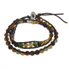 Wrap Bracelets, Cowhide, with Agate, zinc alloy clasp, platinum color plated, faceted & , multi-colored, 9mm, 6mm Approx 14 Inch 