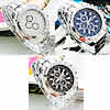 Chronograph Watch, Zinc Alloy, with Glass, platinum color plated 40mm, 22mm Approx 8.2 Inch 