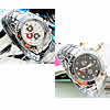 Хронограф Часы, цинковый сплав, с Стеклянный, Платиновое покрытие платиновым цвет, Много цветов для выбора, 43mm, 21mm, длина:Приблизительно 8.2 дюймовый, продается PC