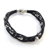 Cowhide Bracelets, with Stainless Steel, black, 2mm, 8mm Approx 8 Inch 