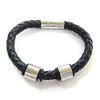 Cowhide Bracelets, with Stainless Steel, black 8mm Approx 8 Inch 