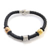 Cowhide Bracelets, with Stainless Steel, plated, black  6mm Approx 8 Inch 
