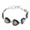 Natural Black Shell Bracelet, Brass, with Black Shell, Heart, platinum color plated Approx 7.5 Inch 