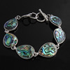 Abalone Shell Bracelets, Brass, with Abalone Shell, Teardrop, platinum color plated Approx 7.5 Inch 