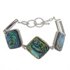 Abalone Shell Bracelets, Brass, with Abalone Shell, Rhombus, platinum color plated Approx 8 Inch 