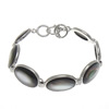 Natural Black Shell Bracelet, Brass, with Black Shell, Flat Oval, platinum color plated Approx 8.5 Inch 