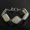 Natural White Shell Bracelet, Brass, with White Shell, Rhombus, platinum color plated Approx 8 Inch 