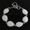 Natural White Shell Bracelet, Brass, with White Shell, Teardrop, platinum color plated Approx 8 Inch 