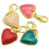 Brass Locket Pendants, Heart, gold color plated, enamel, mixed colors Approx 4mm 