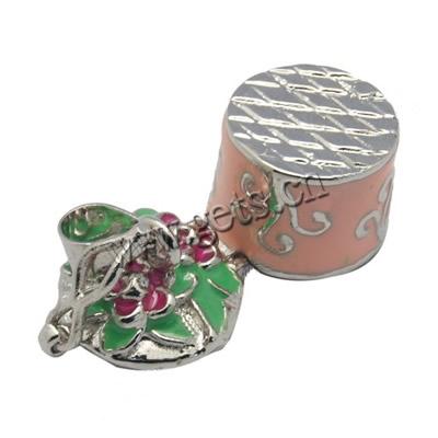 Brass European Prayer Box Pendants, Flower, plated, enamel, more colors for choice, 14x25mm, Hole:Approx 4mm, Sold By PC