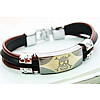 Men Bracelet, Zinc Alloy, with PU Leather & Rubber, plated, with skull pattern, 11mm Approx 8 Inch 