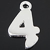 Sterling Silver Letter Pendants, 925 Sterling Silver, Number 4, plated Approx 1.8mm 