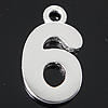 Sterling Silver Letter Pendants, 925 Sterling Silver, Number 6, plated Approx 1.8mm 
