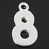 Sterling Silver Letter Pendants, 925 Sterling Silver, Number 8, plated Approx 1.8mm 