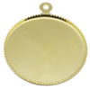Brass Pendant Cabochon Setting, Flat Round, plated Approx 1.5mm, Inner Approx 