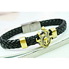 Men Bracelet, Zinc Alloy, with PU Leather, plated, braided bracelet, black, nickel, lead & cadmium free 9mm Approx 8.2 Inch 