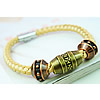 PU Leather Cord Bracelets, Zinc Alloy, with PU Leather, plated, yellow, nickel, lead & cadmium free, 6mm Approx 8.6 Inch 