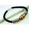 Men Bracelet, Zinc Alloy, with PU Leather, plated, braided, 6mm Approx 8.6 Inch 