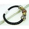 Men Bracelet, Zinc Alloy, with PU Leather, plated, braided bracelet, black, nickel, lead & cadmium free, 6mm Approx 8.6 Inch 