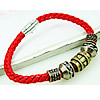 PU Leather Cord Bracelets, Zinc Alloy, with PU Leather, plated, red, nickel, lead & cadmium free, 6mm Approx 8.6 Inch 