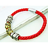 PU Leather Cord Bracelets, Zinc Alloy, with PU Leather, plated, red, nickel, lead & cadmium free, 6mm Approx 8.6 Inch 