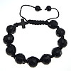 Crystal Woven Ball Bracelets, with Nylon Cord & Agate, handmade, adjustable & faceted, 8-12mm Approx 7-10 Inch 