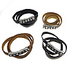 Cowhide Bracelets, Zinc Alloy, with Cowhide, plated, mixed, nickel, lead & cadmium free, 8-9mm Approx 23 Inch 