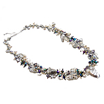 Пресноводные жемчуги Ожерелье, с Кристаллы & Стеклянный бисер, цинковый сплав замочек крючок, однонитевая, разноцветный, 8.5-9mm, длина:20 дюймовый, продается Strand