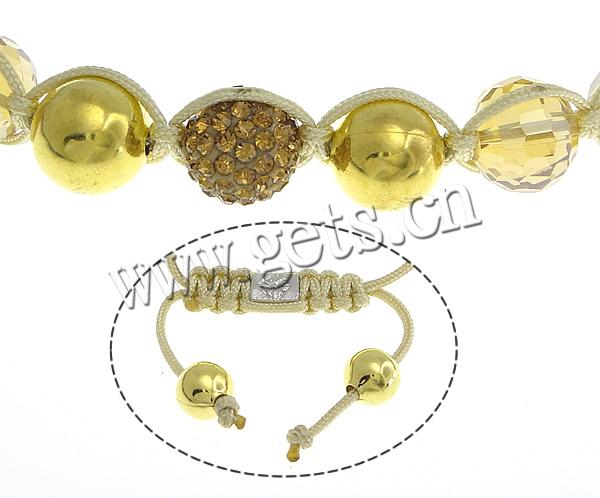 Bracelets en cristal de Woven Ball, strass, avec Cordon de cire & cristal, fait à la main, 8-12mm, Longueur:Environ 8-11 pouce, Vendu par brin
