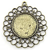 Zinc Alloy Pendant Cabochon Setting, Flower, plated 25mm Approx 2.5mm 
