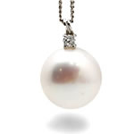 Cultured Pearl Sterling Silver Pendants, 925 Sterling Silver, with pearl, Oval, with rhinestone, Grade AAA Approx 2.5mm 