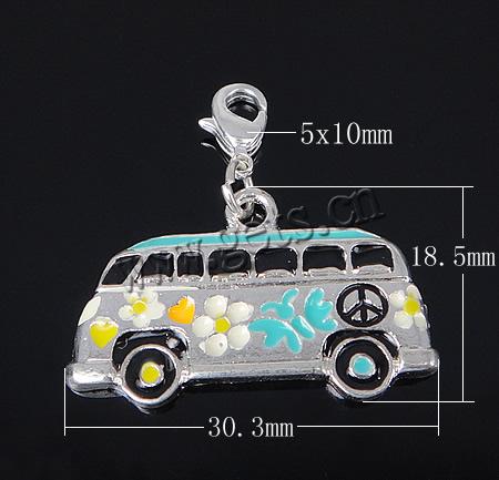 Zinc Alloy Enamel Pendants, brass lobster clasp, Bus, plated, more colors for choice, 30.3x18.5x2.2mm, 5x10mm, Sold By PC