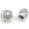 Sterling Silver European Beads, 925 Sterling Silver, Drum, plated, with flower pattern & without troll Approx 5mm 