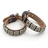 Cowhide Bracelets, Zinc Alloy, with Cowhide nickel, lead & cadmium free, 15.5mm Approx 9.5 Inch 