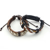 Cowhide Bracelets, with Waxed Cotton Cord 12mm Approx 8-11 Inch 