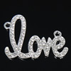 Rhinestone Zinc Alloy Connector, Letter, word love, plated, with rhinestone Approx 3mm 